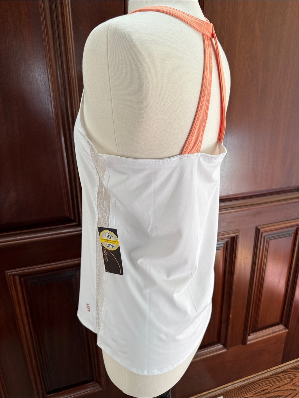 CROSS COURT Activewear Tank with Coral Accent - size Small- nwt